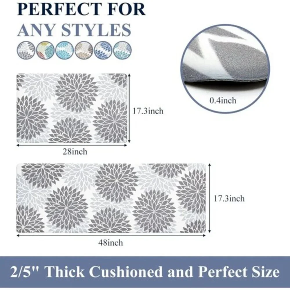 New 2-Piece Anti-Fatigue Kitchen Rug Set, Cushioned Non-Slip Waterproof Mats